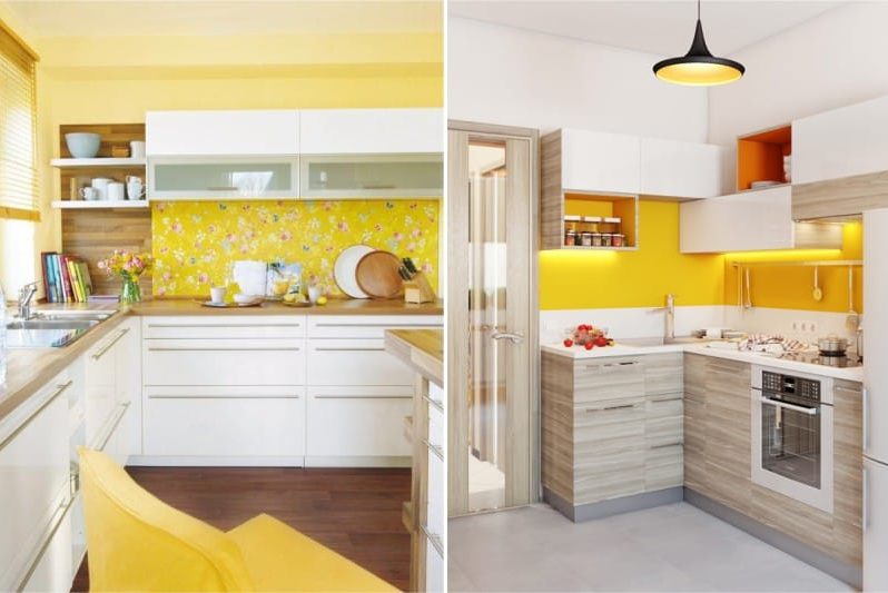 Yellow and brown shades in the interior of the kitchen