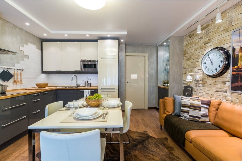 Clock in the interior of a modern kitchen