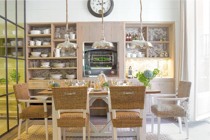 Vintage clock in the interior of a classic kitchen