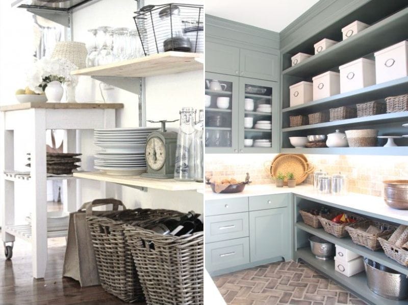 Storage organization on kitchen racks