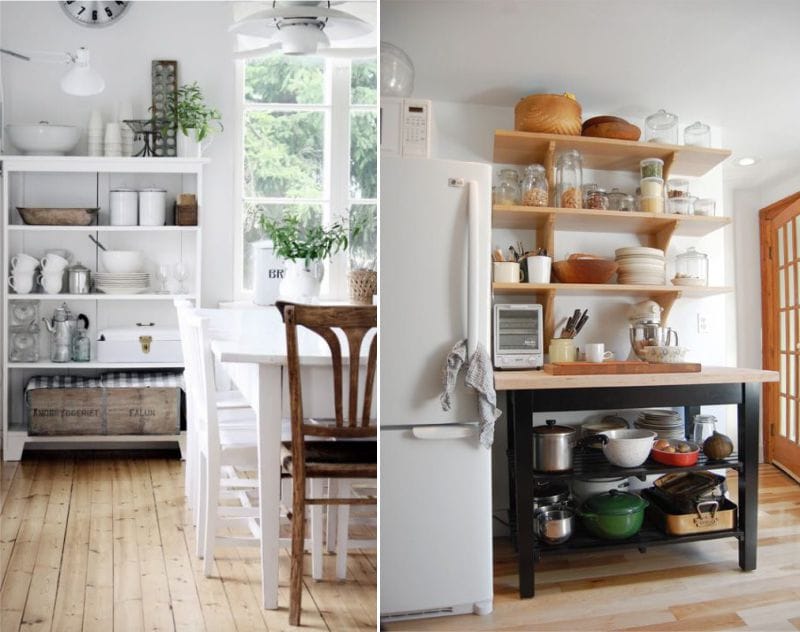 Storage organization on kitchen racks