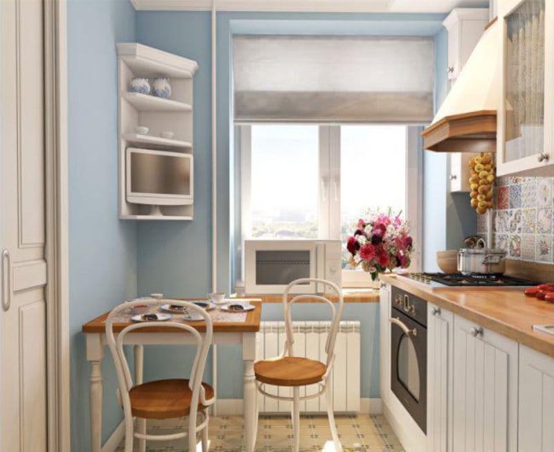 Rack in the interior of a small kitchen