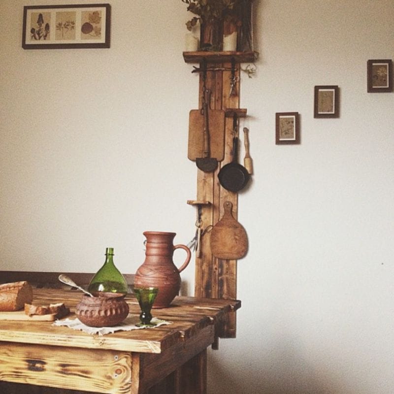 Interior kitchen in the style of Russian hut