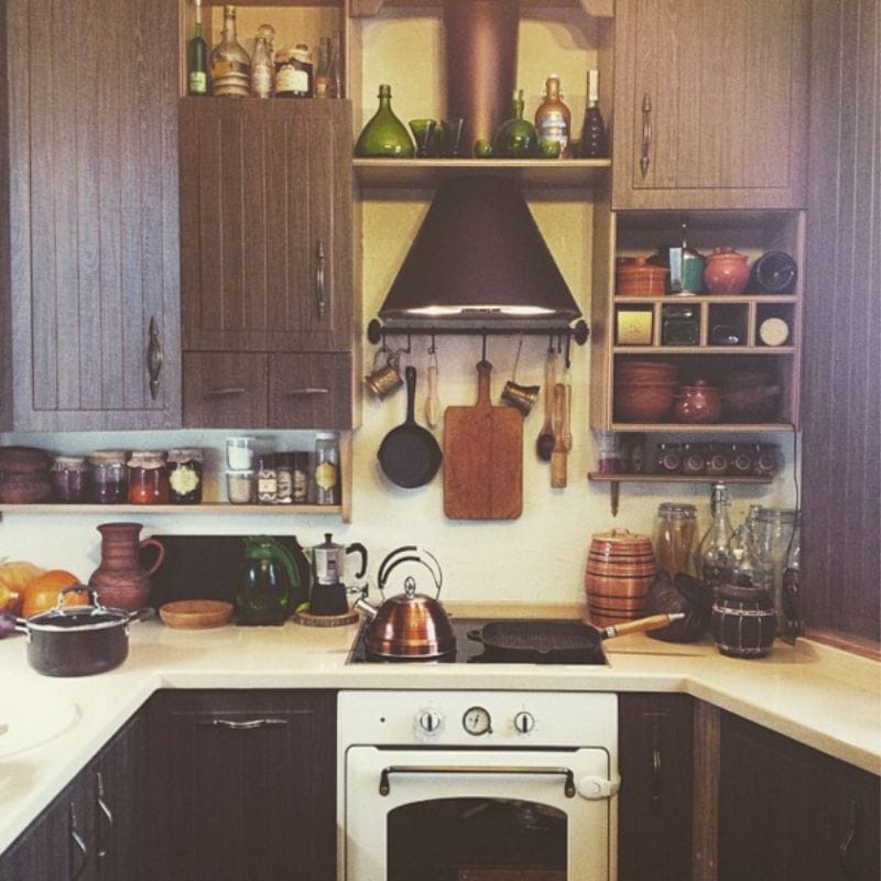 Interior kitchen in the style of Russian hut