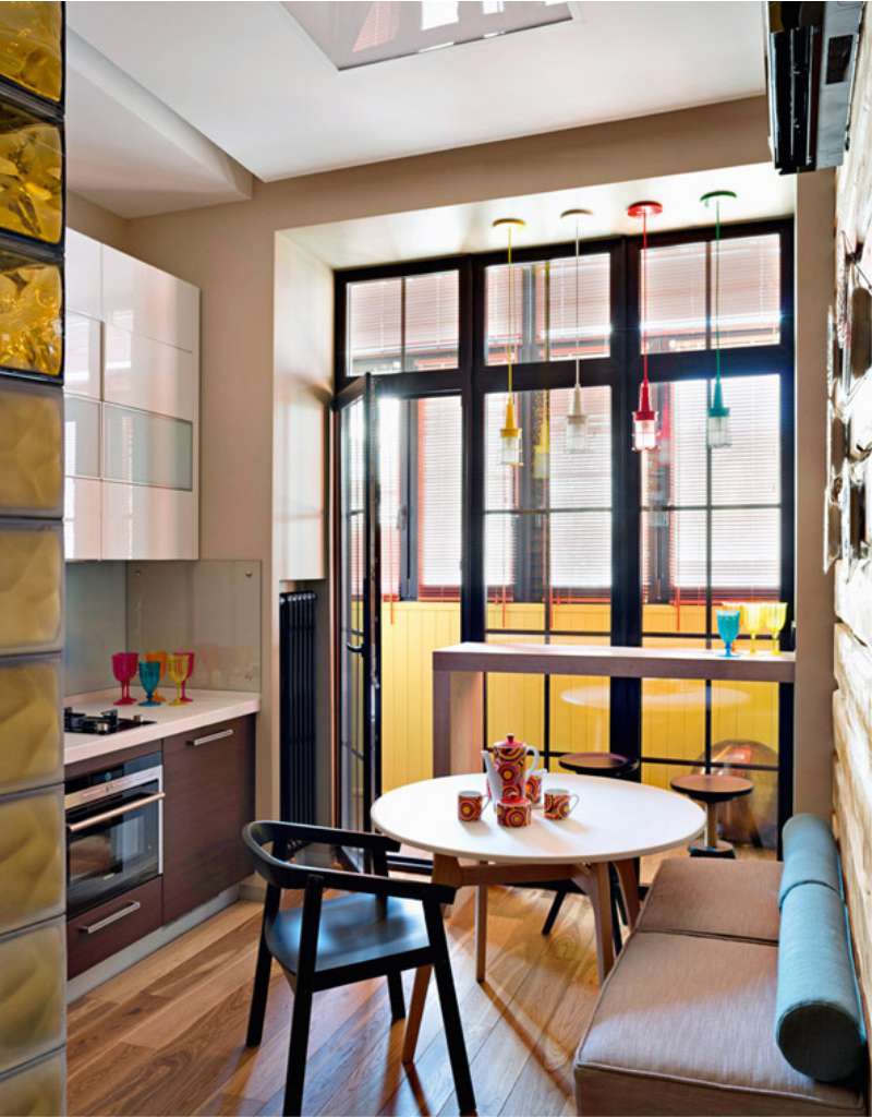 Kitchen with french window