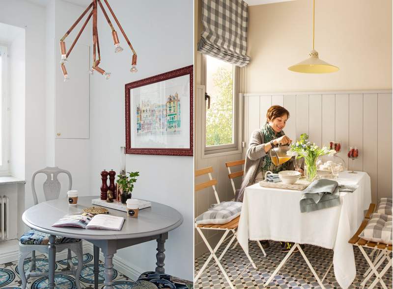 Dining group in the interior of a small kitchen