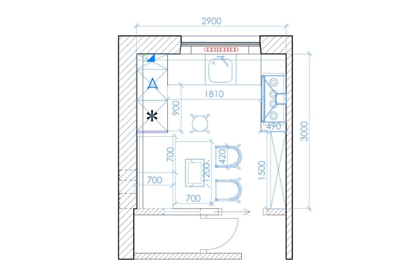 Dapur persegi 9 persegi. meter