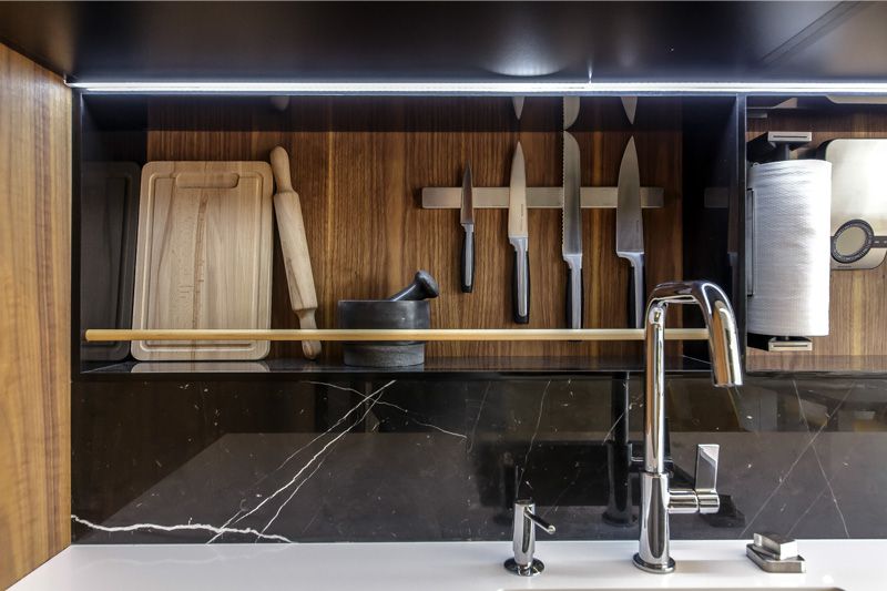 MDF wall panels in the interior of the kitchen