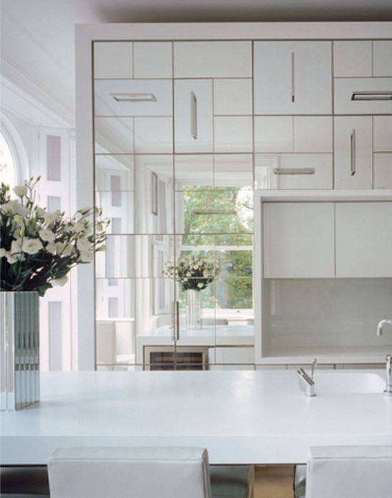 Kitchen with mirrored facades