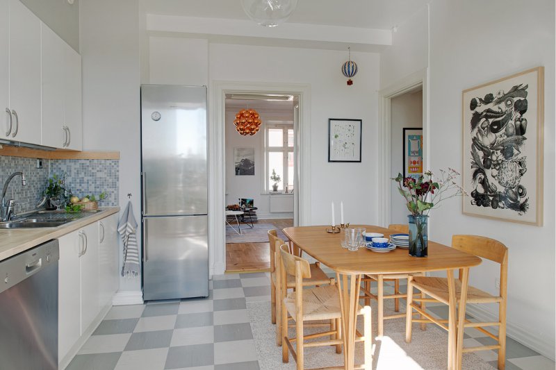 Linear layout in the interior of the kitchen 15 square meters. m