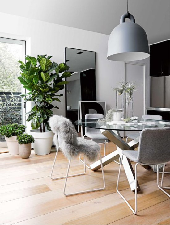 The design of the dining area mirror