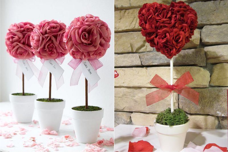 Decoratie van topiary bal met kunstbloemen