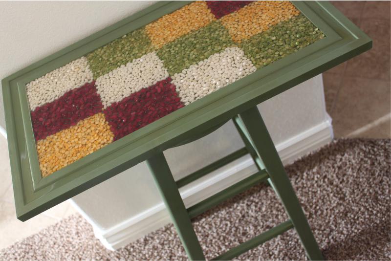 Serving table decorated with beans