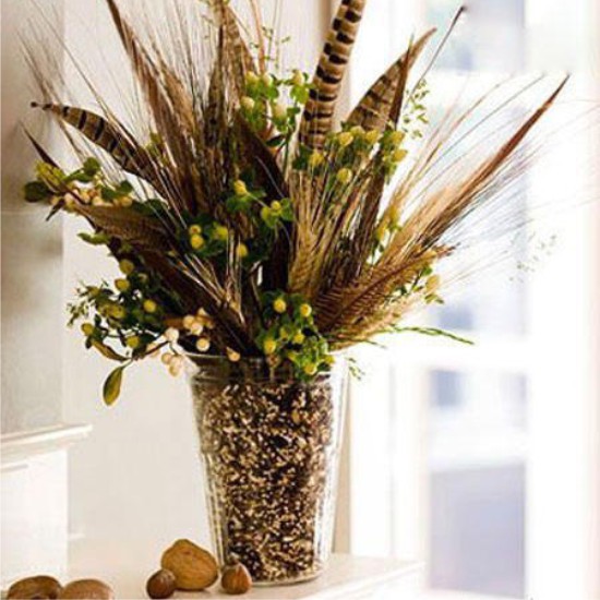 Vase with groats and dried flowers