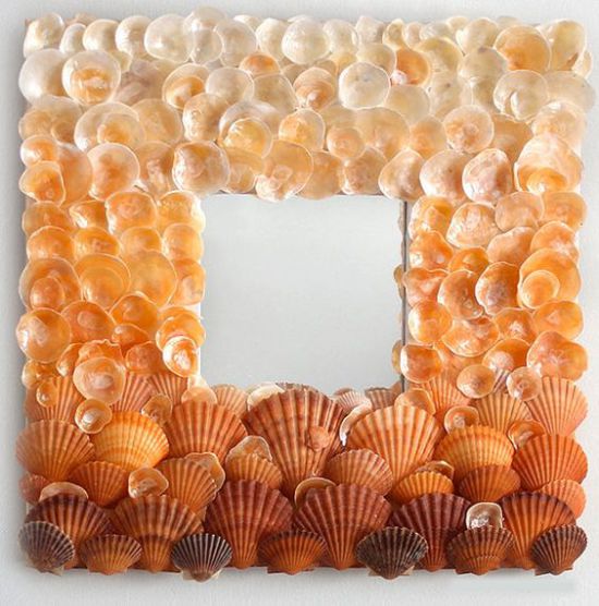 Frame for a decorative mirror from shells