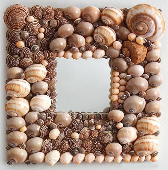 Frame for a decorative mirror from shells