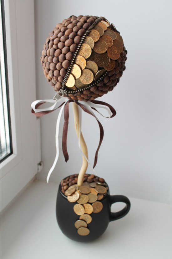 Cash Topiary from coffee