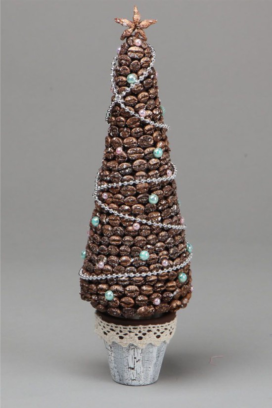 Christmas tree made of coffee beans