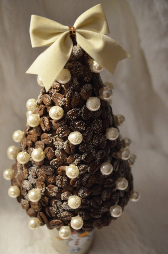 Christmas tree made of coffee beans