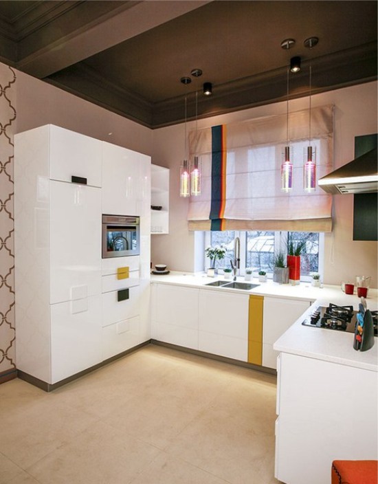 The working area of ​​the kitchen-living room of 20.5 square meters. m