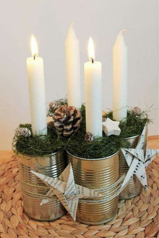 Christmas candle tin can