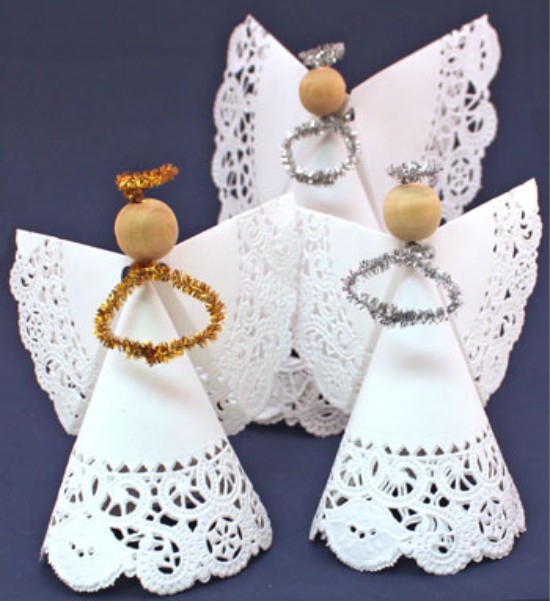 Angels from openwork napkins