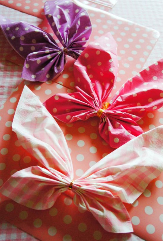 Butterflies from napkins in the table setting