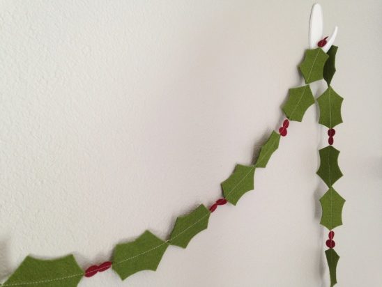 Christmas holly felt garland