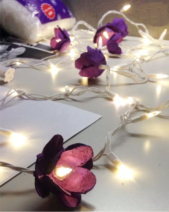 LED garland with flowers