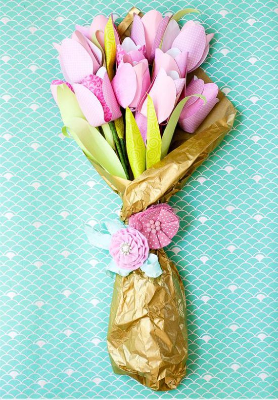 Bouquet of flowers with candy