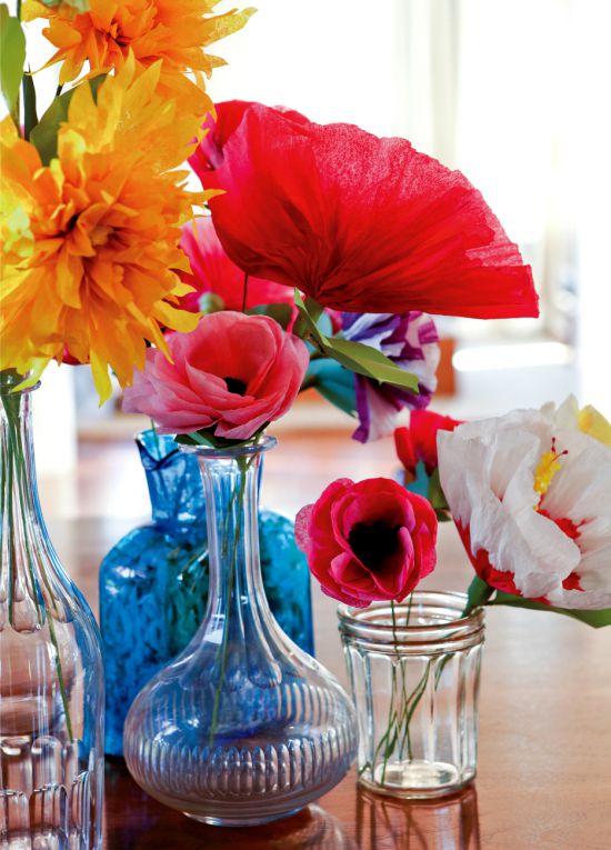 Corrugated paper flowers