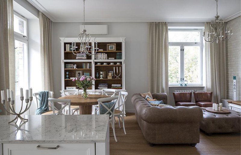 Interior of a 30-meter kitchen-dining-living room