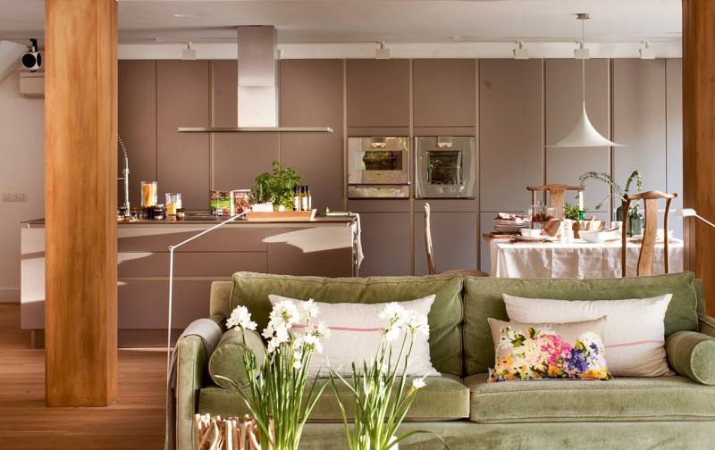 Kitchen interior in brown tones