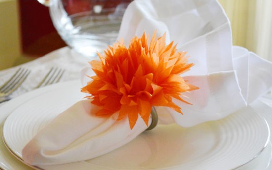 Napkin Ring with Tissue Paper Flower