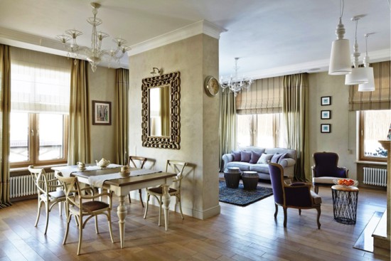 Partition in the living-dining room in a country house