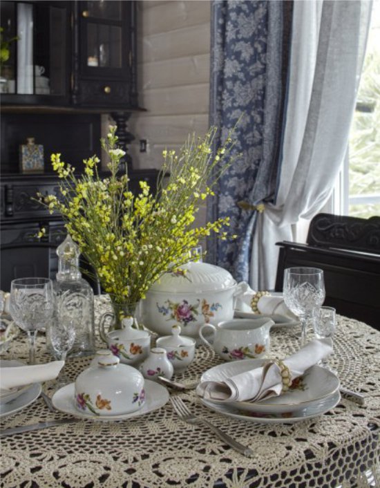 Kitchen in the country with antique furniture