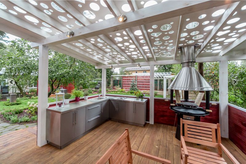 Kitchen on the terrace with stainless steel