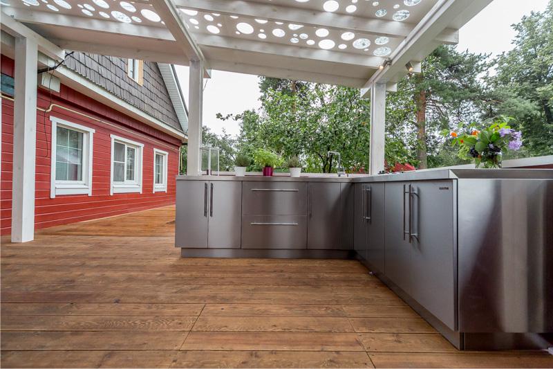 Kitchen on the terrace with stainless steel