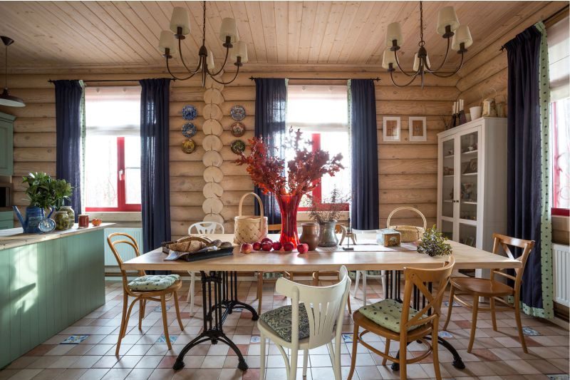 Kitchen-dining room with an island