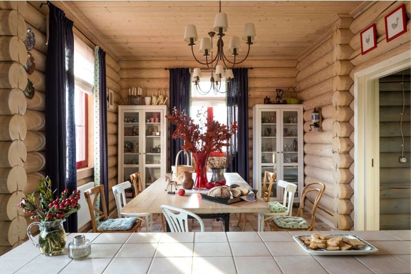 Kitchen-dining room with an island