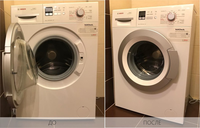 Washing machine before and after cleaning