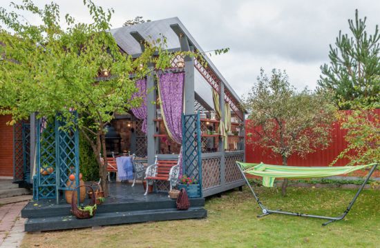 Veranda with a tree