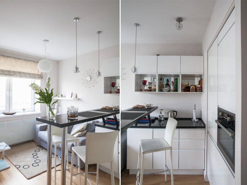 Design a small kitchen in a studio apartment