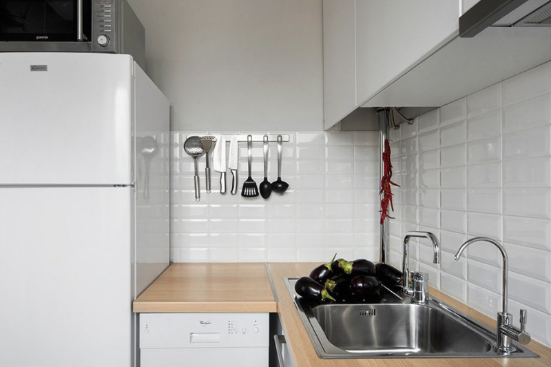 Gas column in the kitchen cabinet