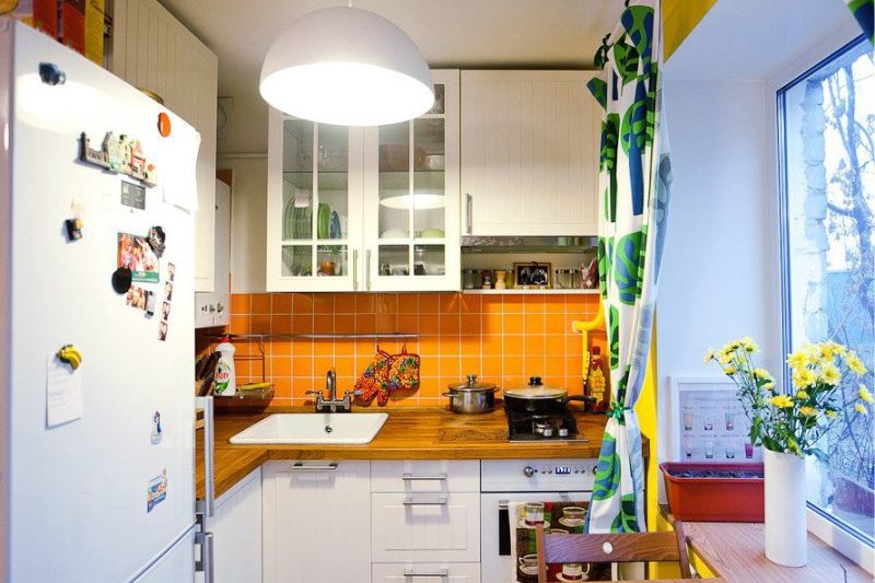 Kitchen with gas stove in Khrushchev