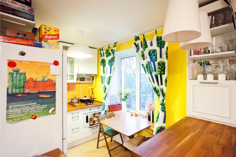 Kitchen with gas stove in Khrushchev