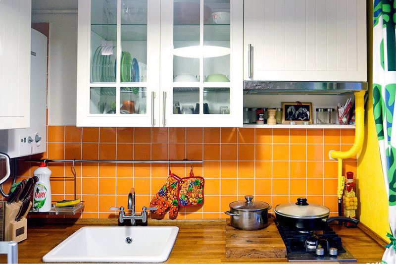 Kitchen with gas stove in Khrushchev