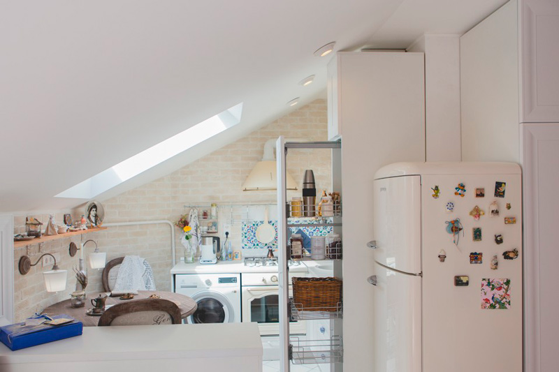 Kitchen interior with washing machine