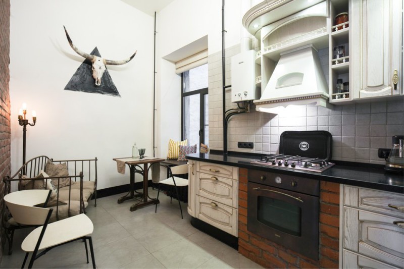 Industrial kitchen with gas stove