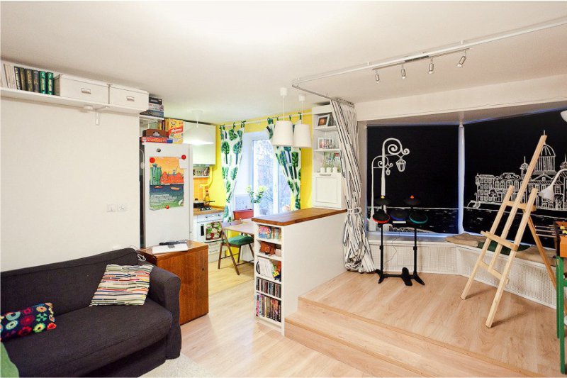 Kitchen in Khrushchev with L-shaped layout